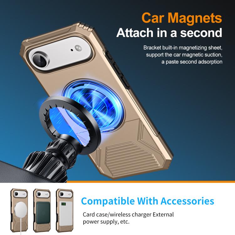 For iPhone Air Alloy Rotating Holder MagSafe Shockproof Phone Case