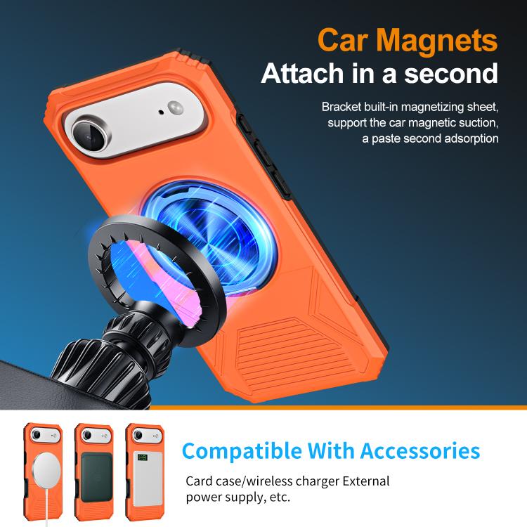 For iPhone Air Alloy Rotating Holder MagSafe Shockproof Phone Case