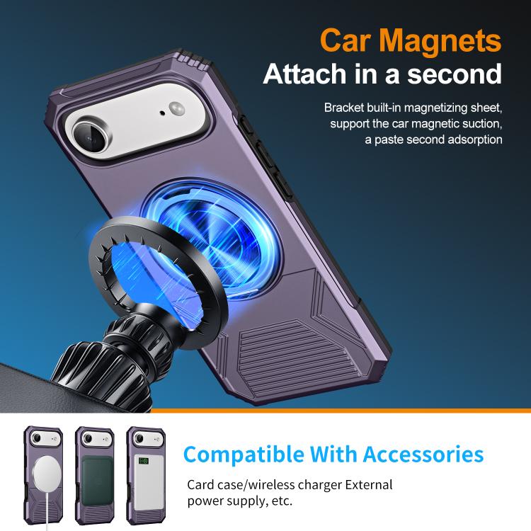 For iPhone Air Alloy Rotating Holder MagSafe Shockproof Phone Case