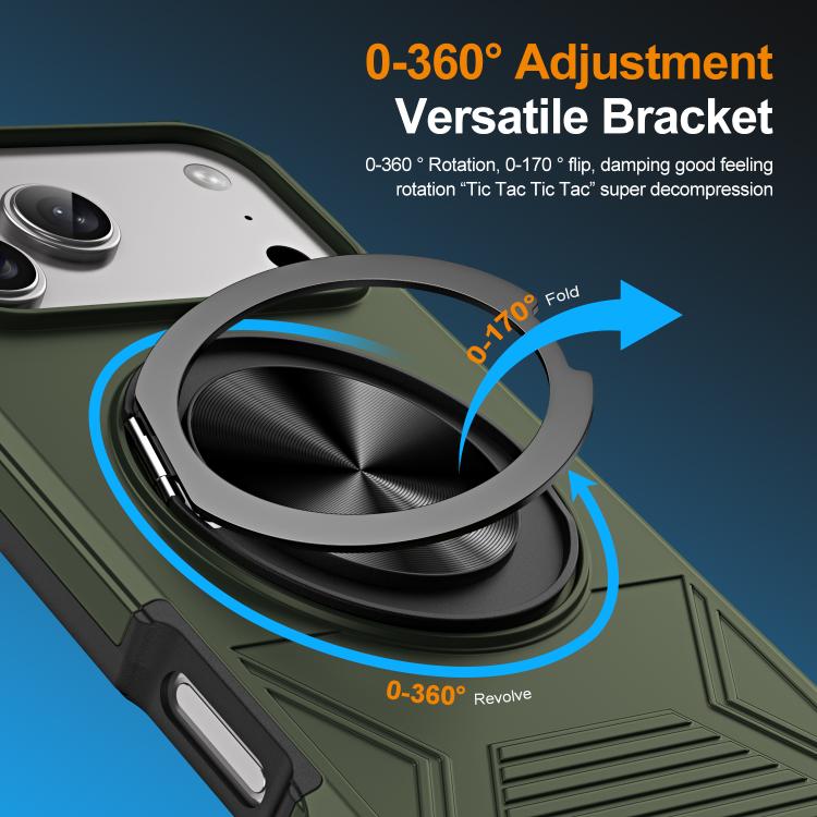 For iPhone 17 Pro Alloy Rotating Holder MagSafe Shockproof Phone Case