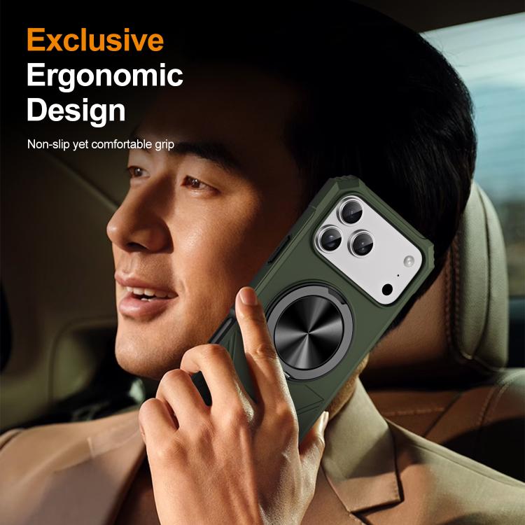 For iPhone 17 Pro Alloy Rotating Holder MagSafe Shockproof Phone Case
