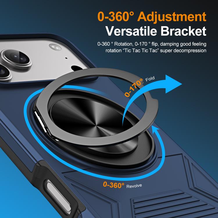 For iPhone 17 Pro Alloy Rotating Holder MagSafe Shockproof Phone Case
