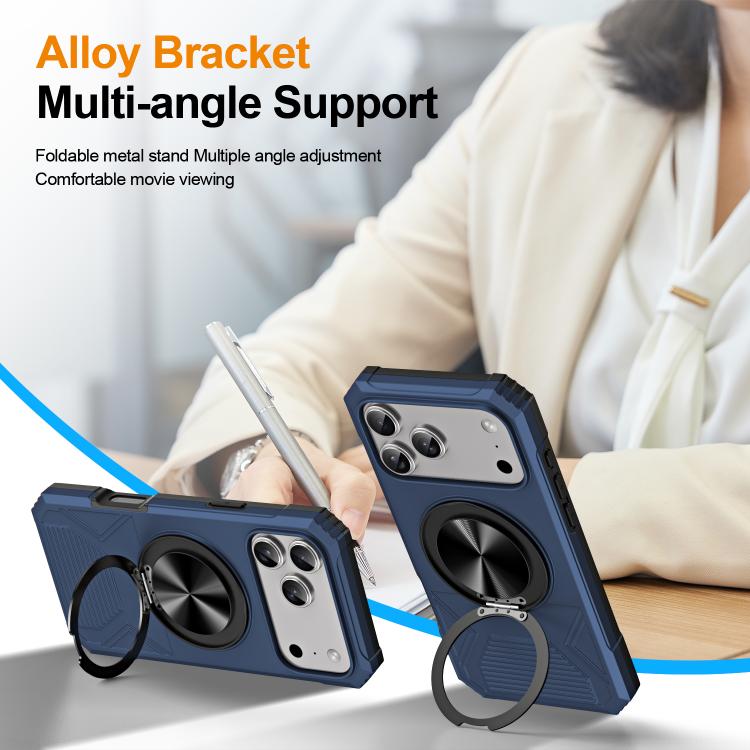 For iPhone 17 Pro Alloy Rotating Holder MagSafe Shockproof Phone Case