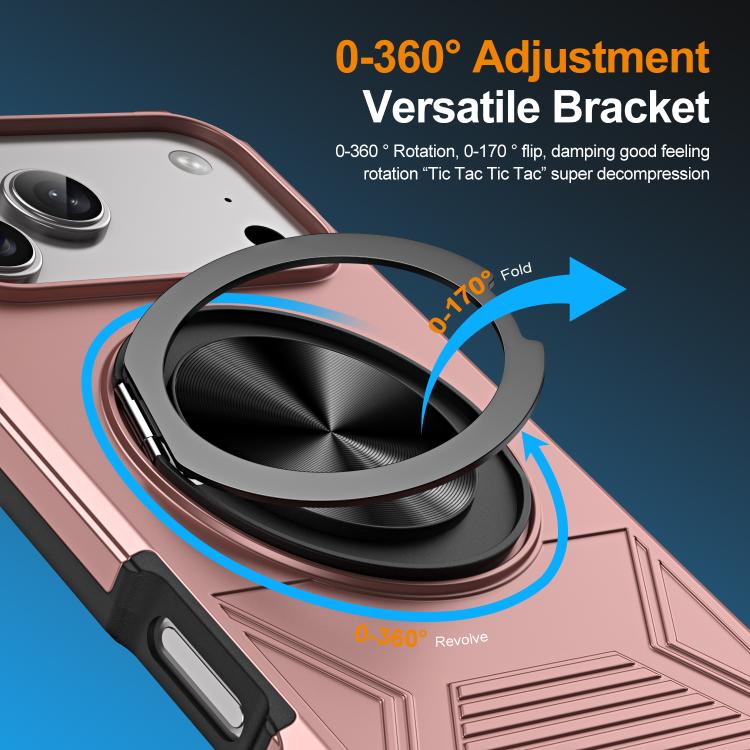 For iPhone 17 Pro Alloy Rotating Holder MagSafe Shockproof Phone Case