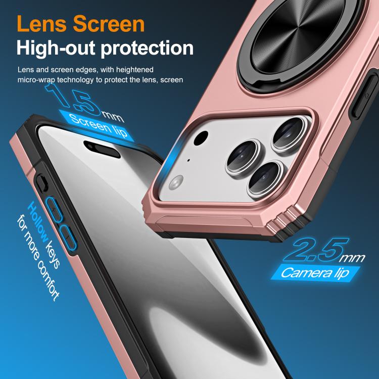 For iPhone 17 Pro Alloy Rotating Holder MagSafe Shockproof Phone Case