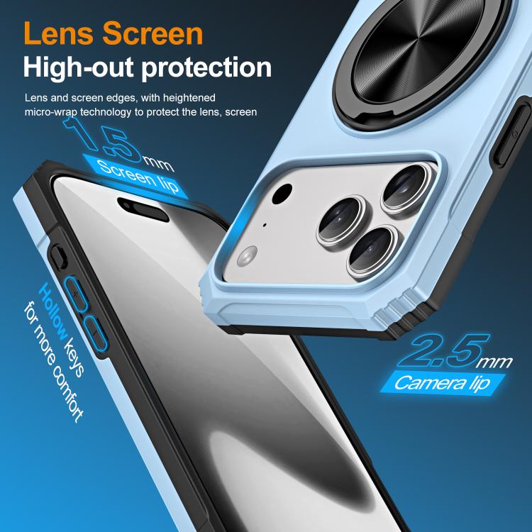For iPhone 17 Pro Alloy Rotating Holder MagSafe Shockproof Phone Case