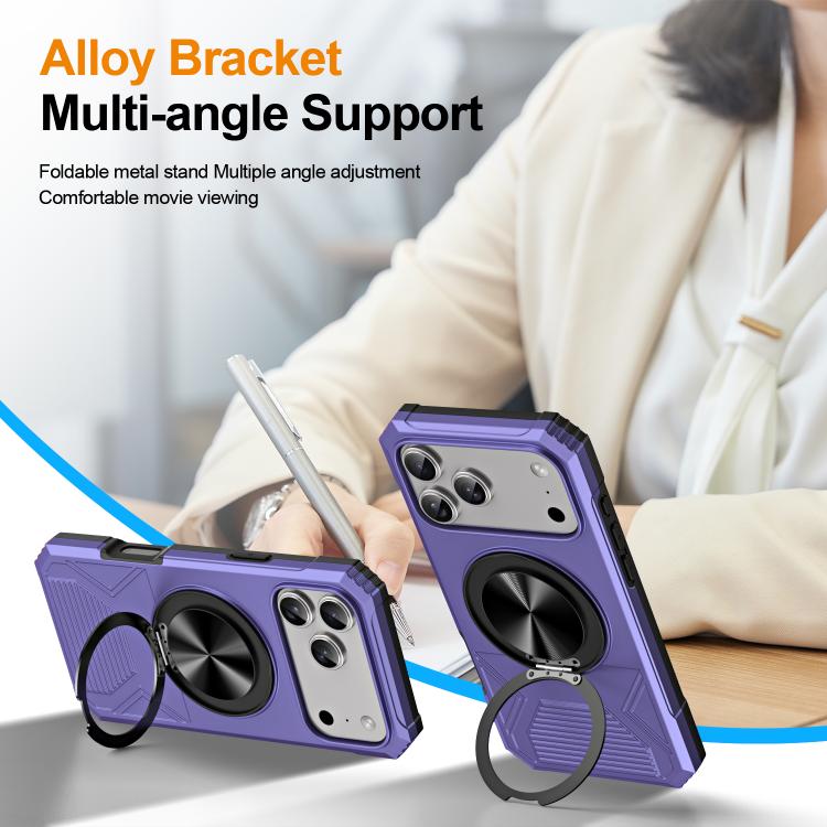 For iPhone 17 Pro Alloy Rotating Holder MagSafe Shockproof Phone Case
