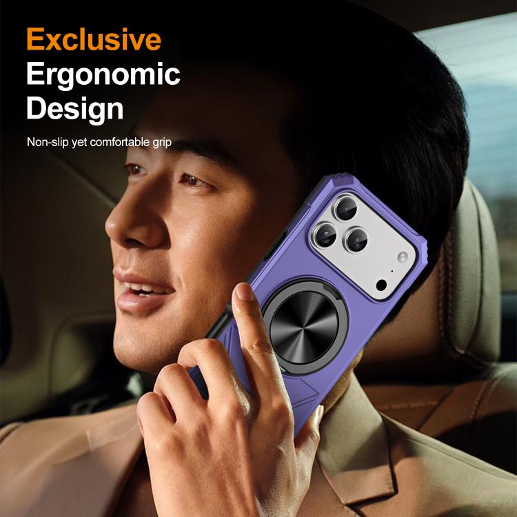 For iPhone 17 Pro Alloy Rotating Holder MagSafe Shockproof Phone Case