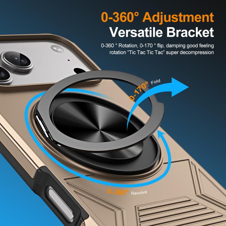For iPhone 17 Pro Alloy Rotating Holder MagSafe Shockproof Phone Case