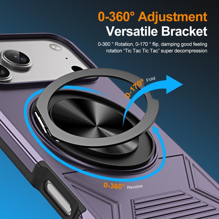 For iPhone 17 Pro Alloy Rotating Holder MagSafe Shockproof Phone Case