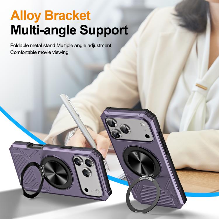 For iPhone 17 Pro Alloy Rotating Holder MagSafe Shockproof Phone Case