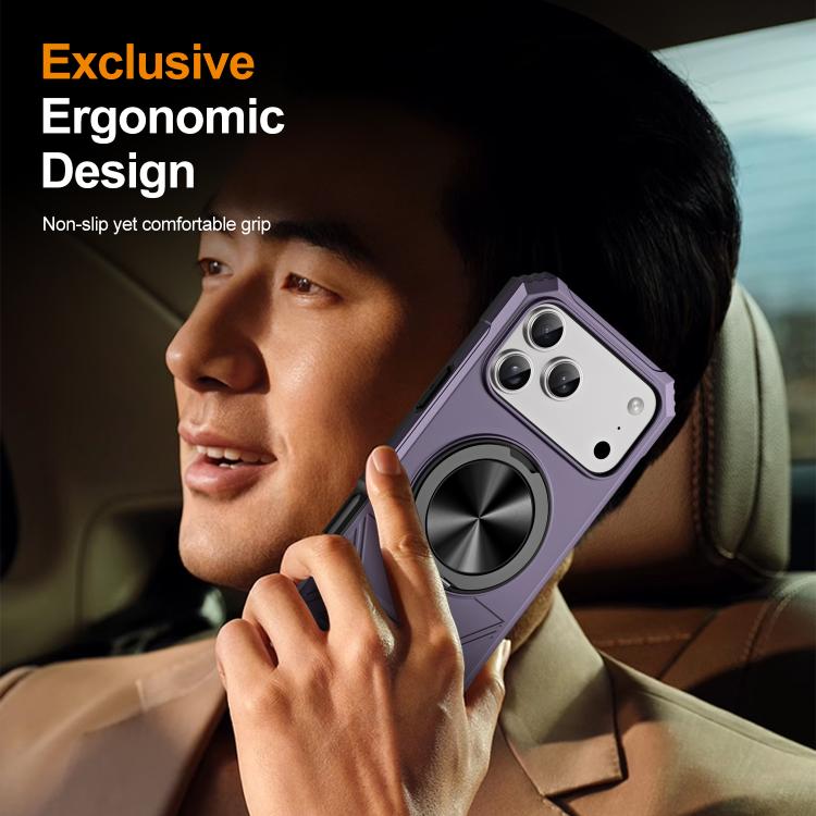 For iPhone 17 Pro Alloy Rotating Holder MagSafe Shockproof Phone Case