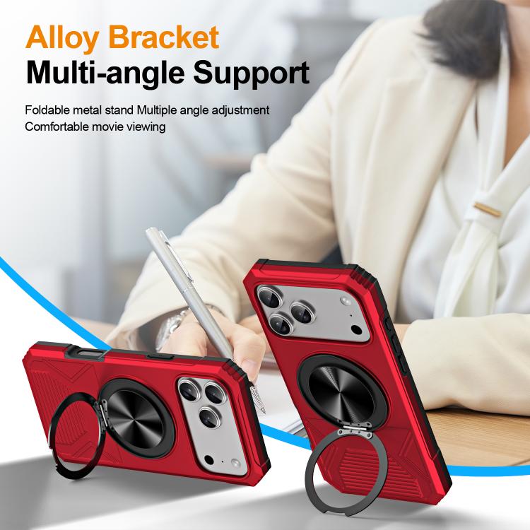 For iPhone 17 Pro Max Alloy Rotating Holder MagSafe Shockproof Phone Case