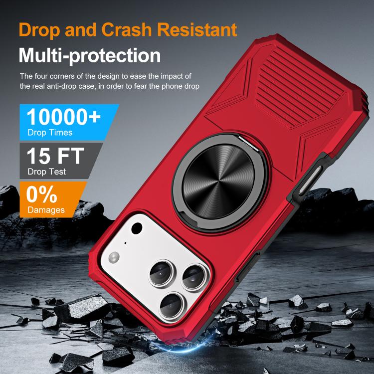For iPhone 17 Pro Max Alloy Rotating Holder MagSafe Shockproof Phone Case