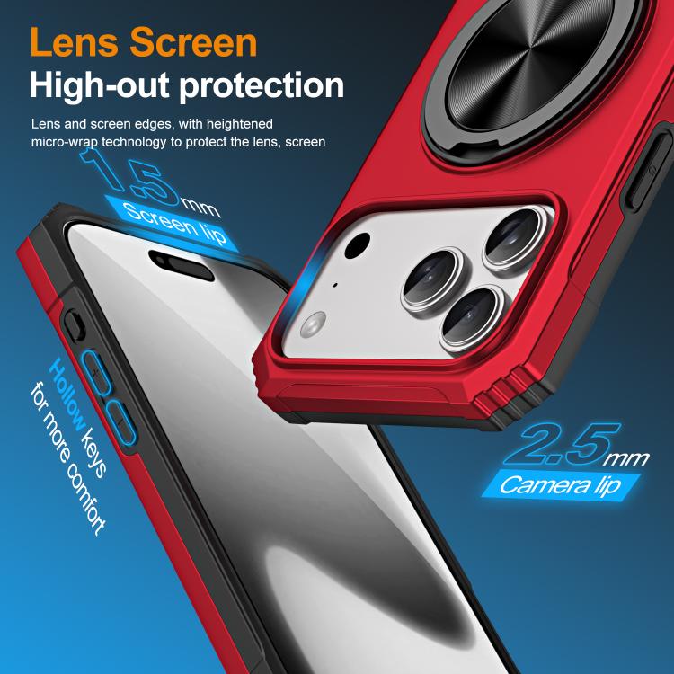 For iPhone 17 Pro Max Alloy Rotating Holder MagSafe Shockproof Phone Case