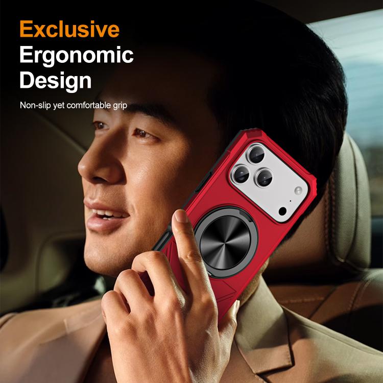 For iPhone 17 Pro Max Alloy Rotating Holder MagSafe Shockproof Phone Case