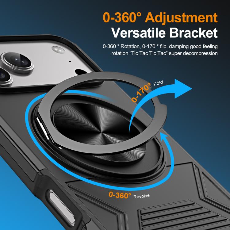 For iPhone 17 Pro Max Alloy Rotating Holder MagSafe Shockproof Phone Case