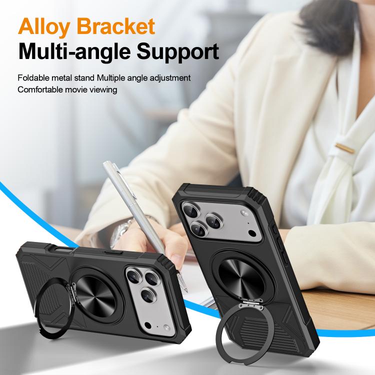 For iPhone 17 Pro Max Alloy Rotating Holder MagSafe Shockproof Phone Case