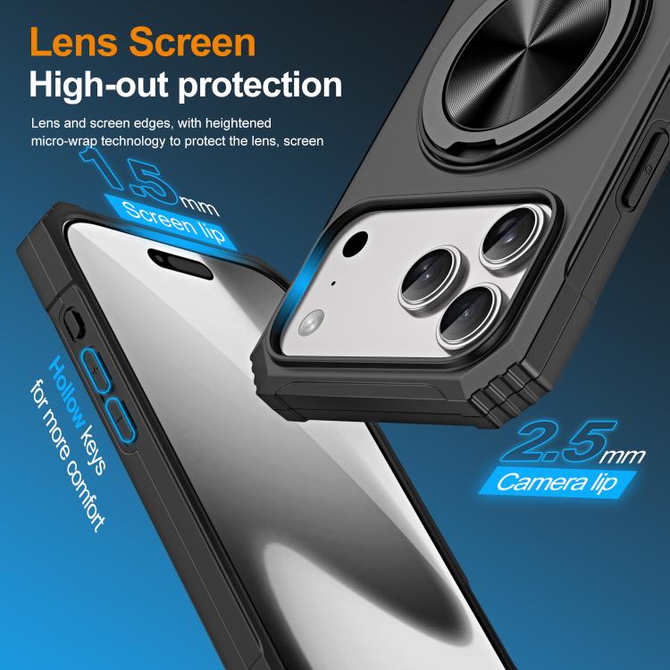 For iPhone 17 Pro Max Alloy Rotating Holder MagSafe Shockproof Phone Case