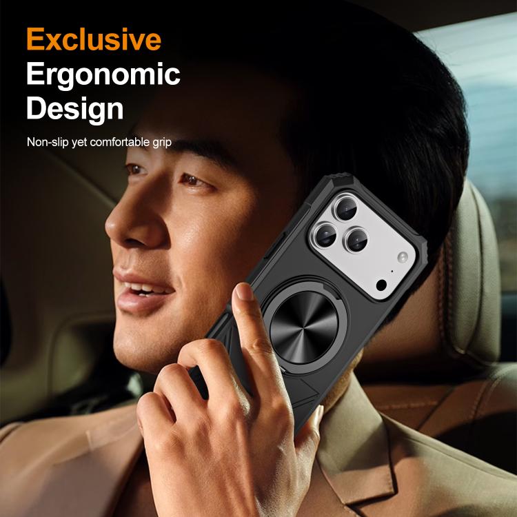 For iPhone 17 Pro Max Alloy Rotating Holder MagSafe Shockproof Phone Case