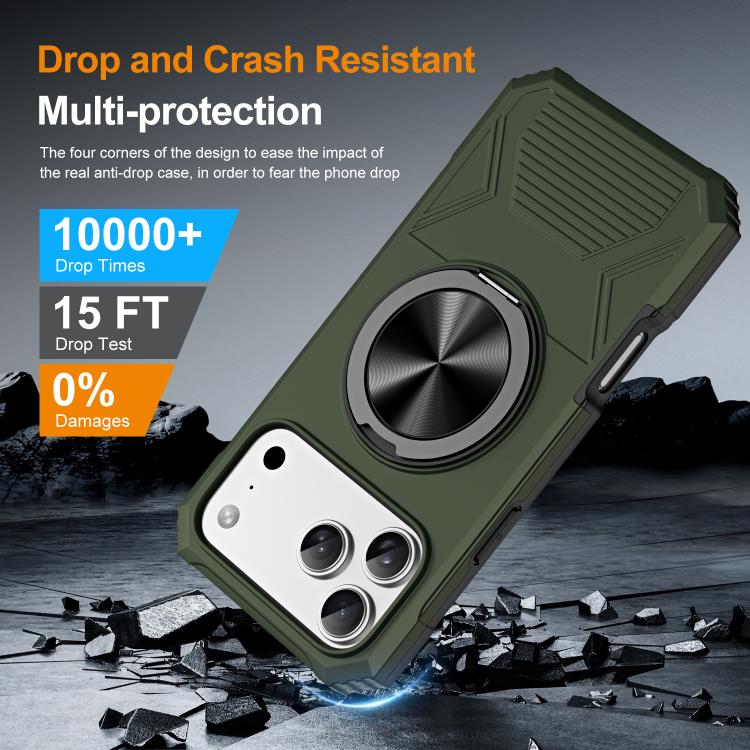 For iPhone 17 Pro Max Alloy Rotating Holder MagSafe Shockproof Phone Case