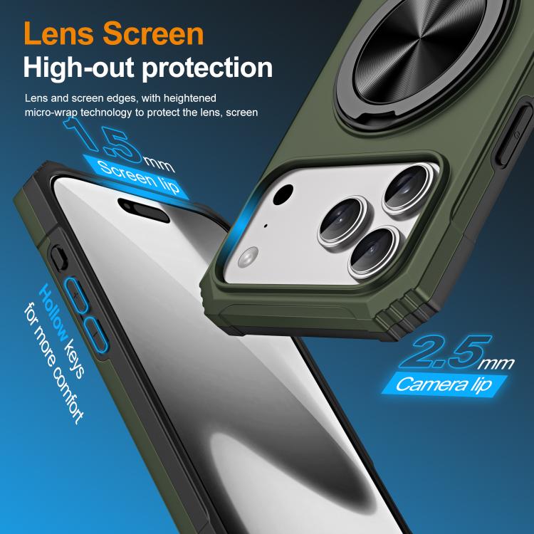 For iPhone 17 Pro Max Alloy Rotating Holder MagSafe Shockproof Phone Case