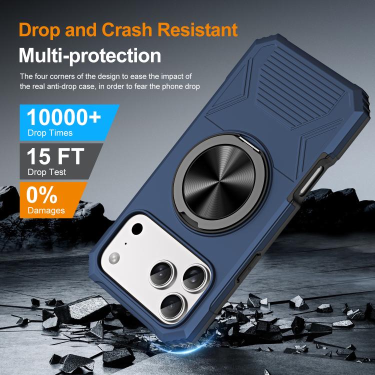 For iPhone 17 Pro Max Alloy Rotating Holder MagSafe Shockproof Phone Case