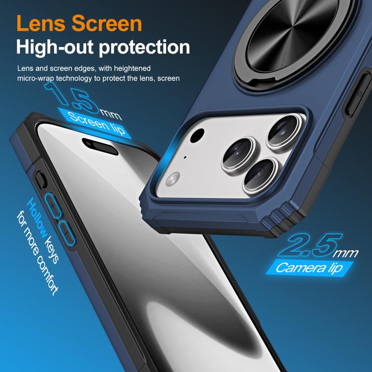 For iPhone 17 Pro Max Alloy Rotating Holder MagSafe Shockproof Phone Case