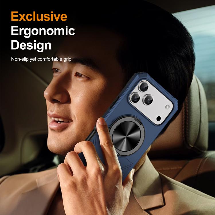 For iPhone 17 Pro Max Alloy Rotating Holder MagSafe Shockproof Phone Case