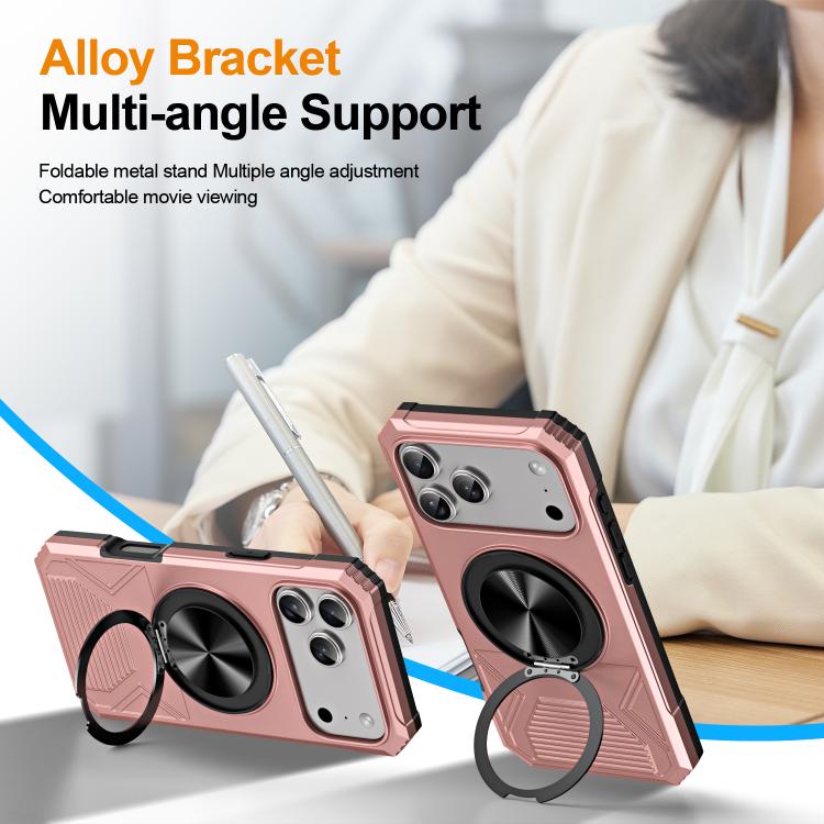 For iPhone 17 Pro Max Alloy Rotating Holder MagSafe Shockproof Phone Case