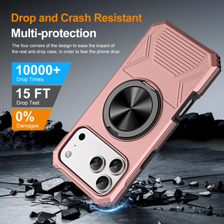 For iPhone 17 Pro Max Alloy Rotating Holder MagSafe Shockproof Phone Case