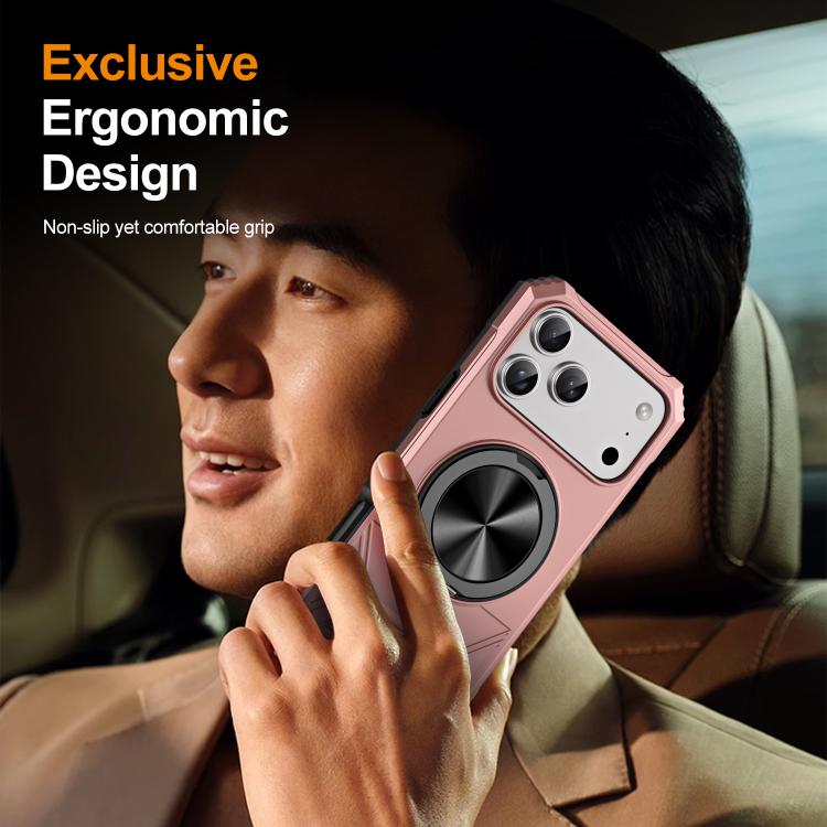 For iPhone 17 Pro Max Alloy Rotating Holder MagSafe Shockproof Phone Case