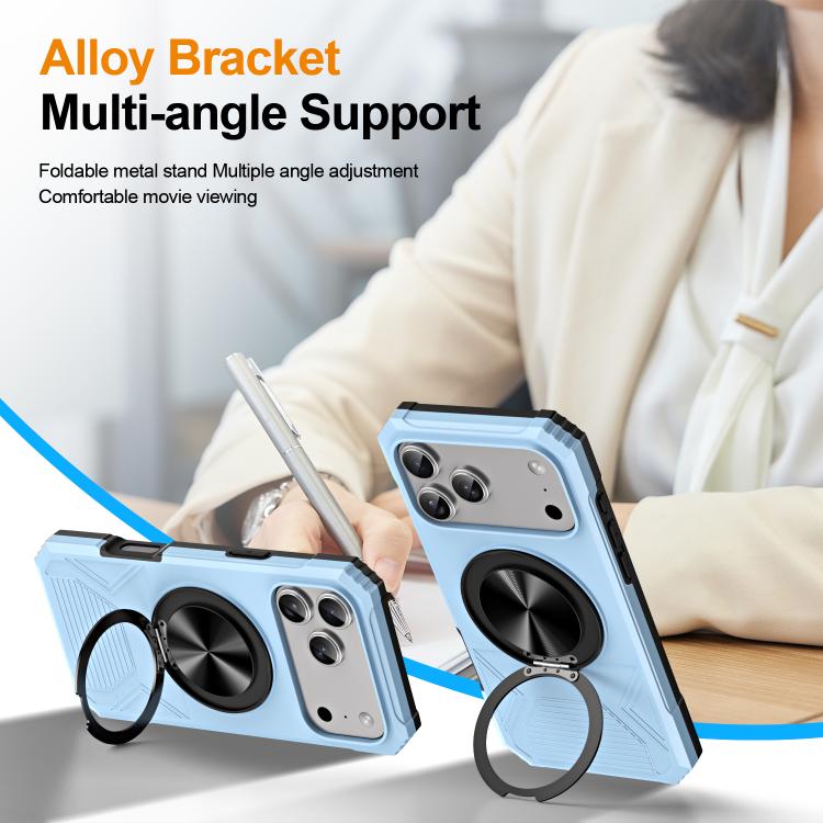 For iPhone 17 Pro Max Alloy Rotating Holder MagSafe Shockproof Phone Case