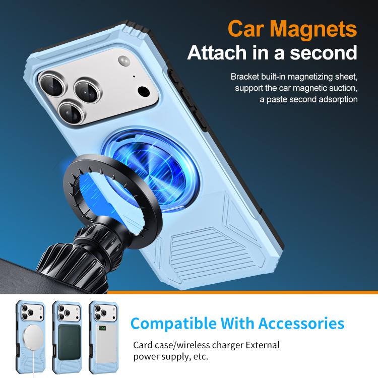 For iPhone 17 Pro Max Alloy Rotating Holder MagSafe Shockproof Phone Case