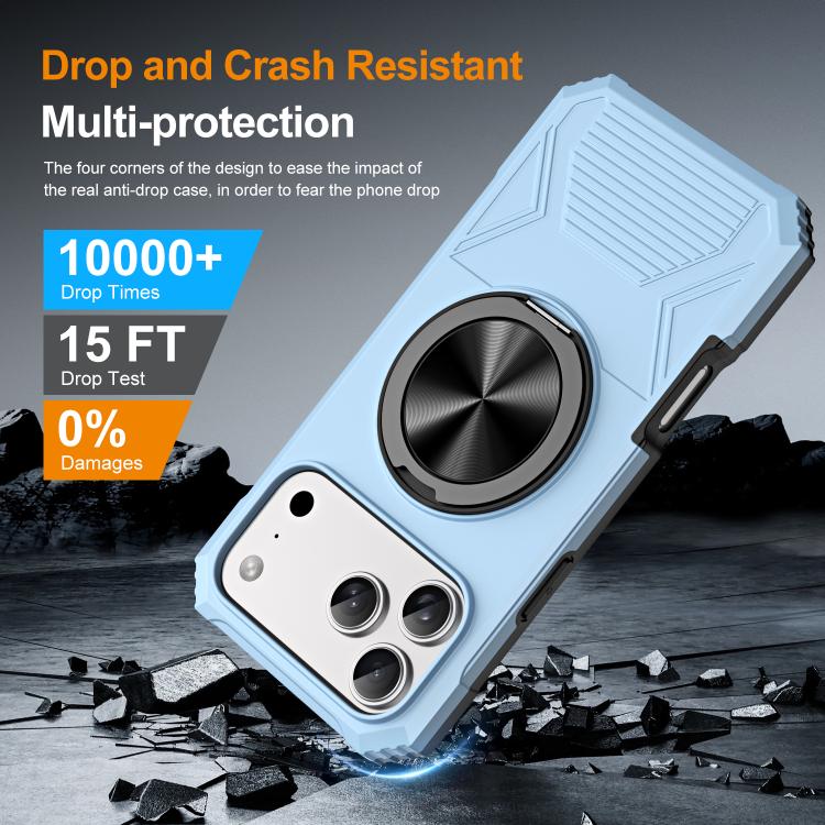 For iPhone 17 Pro Max Alloy Rotating Holder MagSafe Shockproof Phone Case