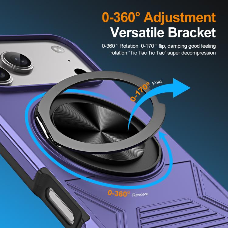 For iPhone 17 Pro Max Alloy Rotating Holder MagSafe Shockproof Phone Case