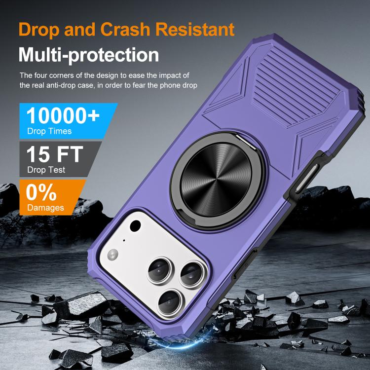 For iPhone 17 Pro Max Alloy Rotating Holder MagSafe Shockproof Phone Case
