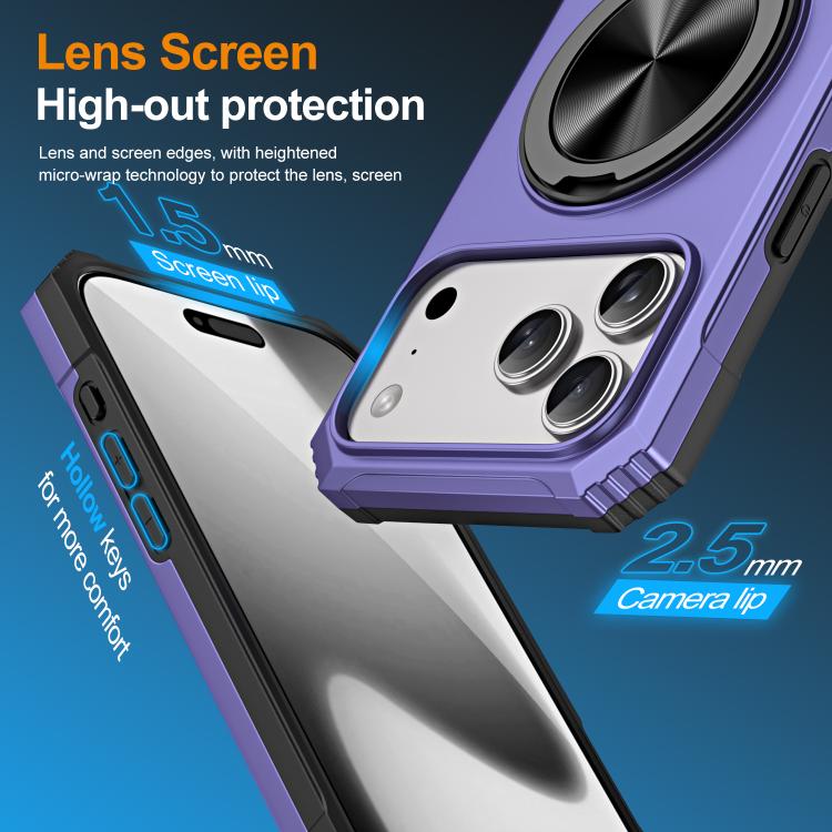 For iPhone 17 Pro Max Alloy Rotating Holder MagSafe Shockproof Phone Case