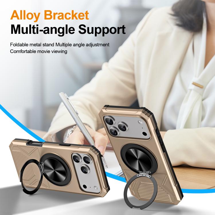 For iPhone 17 Pro Max Alloy Rotating Holder MagSafe Shockproof Phone Case