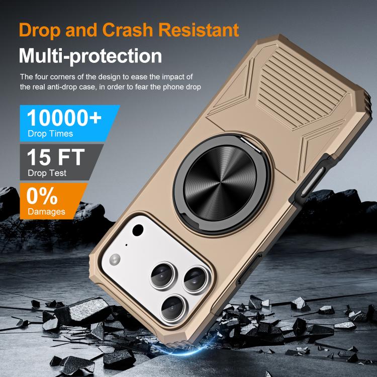 For iPhone 17 Pro Max Alloy Rotating Holder MagSafe Shockproof Phone Case