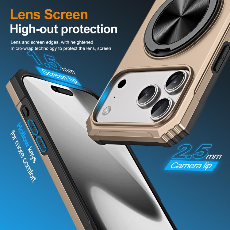 For iPhone 17 Pro Max Alloy Rotating Holder MagSafe Shockproof Phone Case