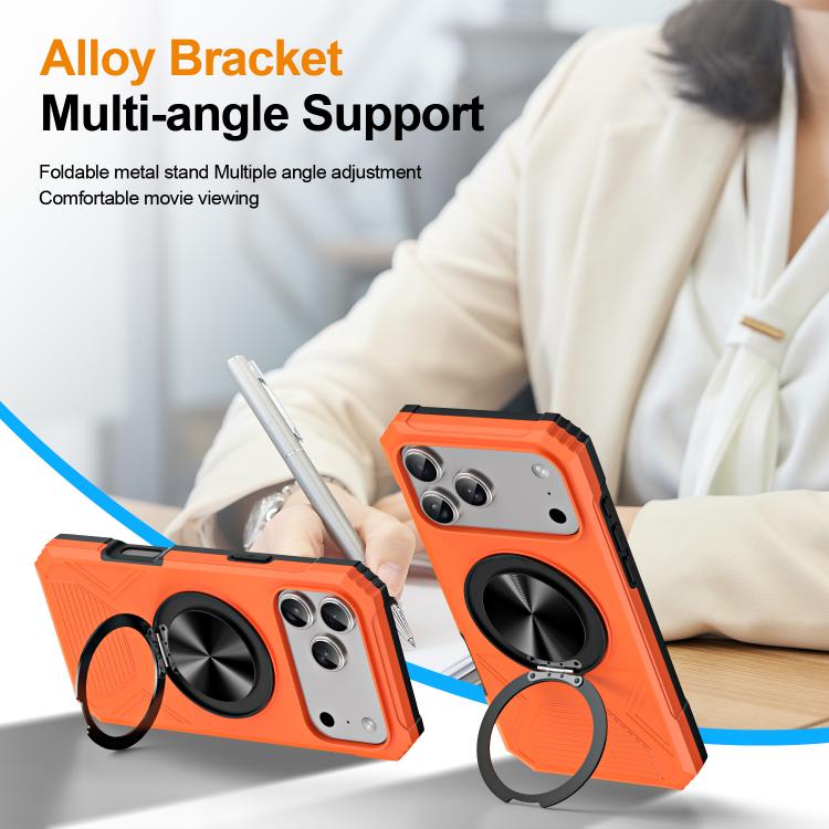For iPhone 17 Pro Max Alloy Rotating Holder MagSafe Shockproof Phone Case