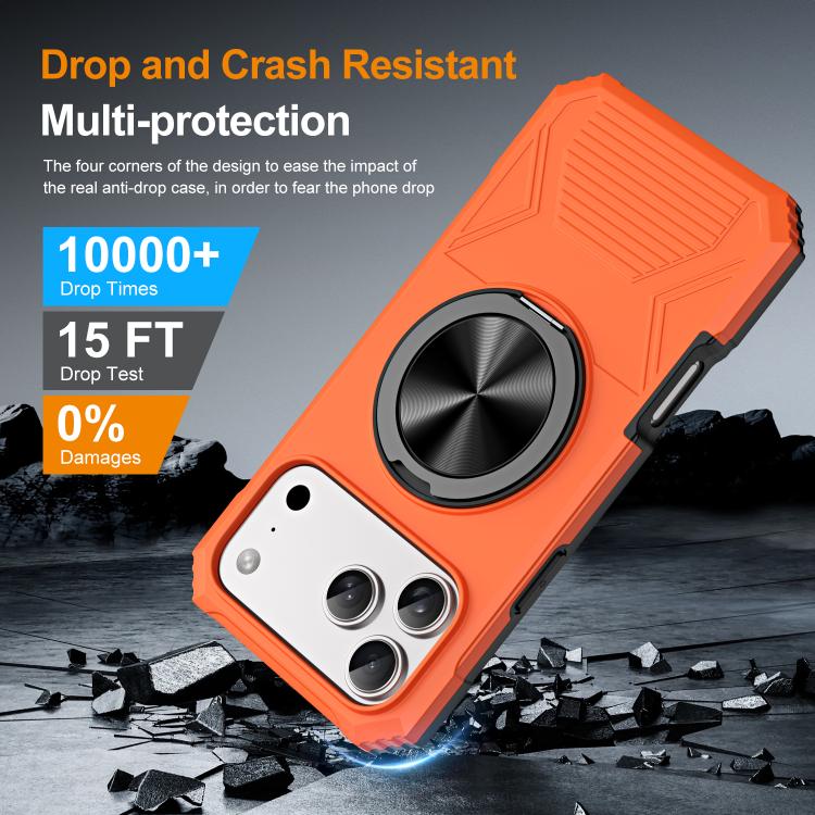 For iPhone 17 Pro Max Alloy Rotating Holder MagSafe Shockproof Phone Case