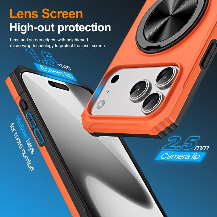For iPhone 17 Pro Max Alloy Rotating Holder MagSafe Shockproof Phone Case