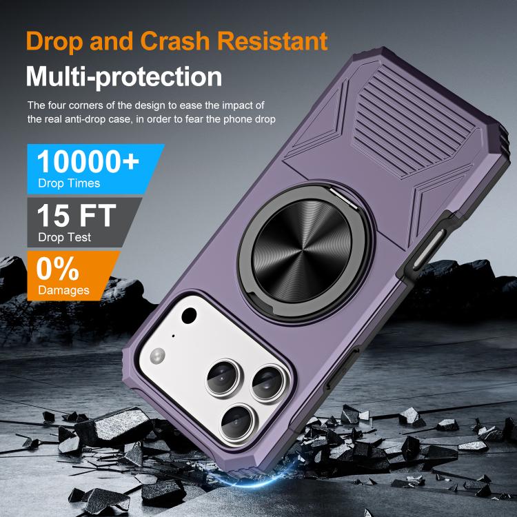 For iPhone 17 Pro Max Alloy Rotating Holder MagSafe Shockproof Phone Case