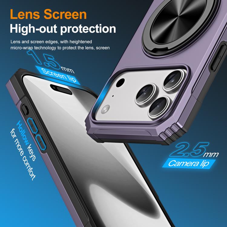 For iPhone 17 Pro Max Alloy Rotating Holder MagSafe Shockproof Phone Case