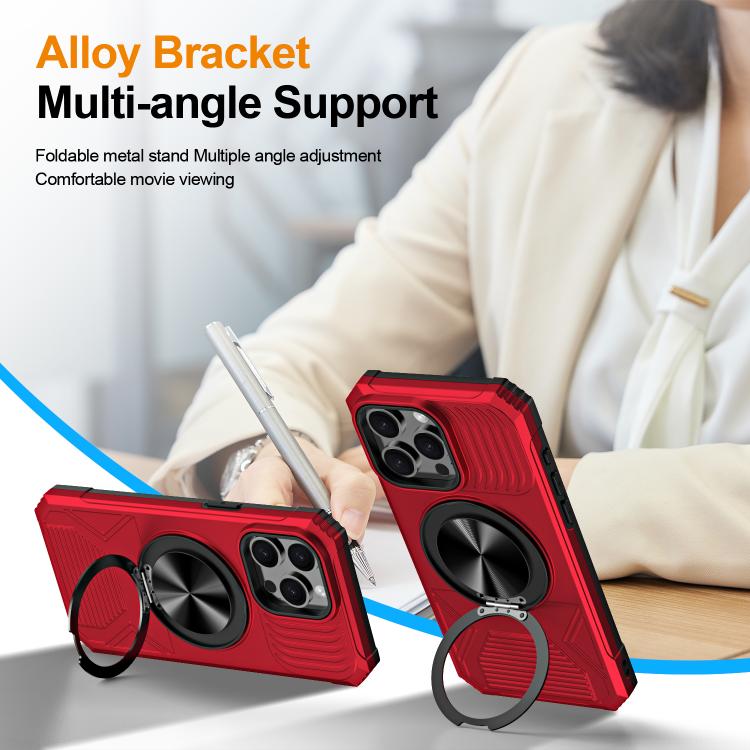 For iPhone 13 Pro Alloy Rotating Holder MagSafe Shockproof Phone Case