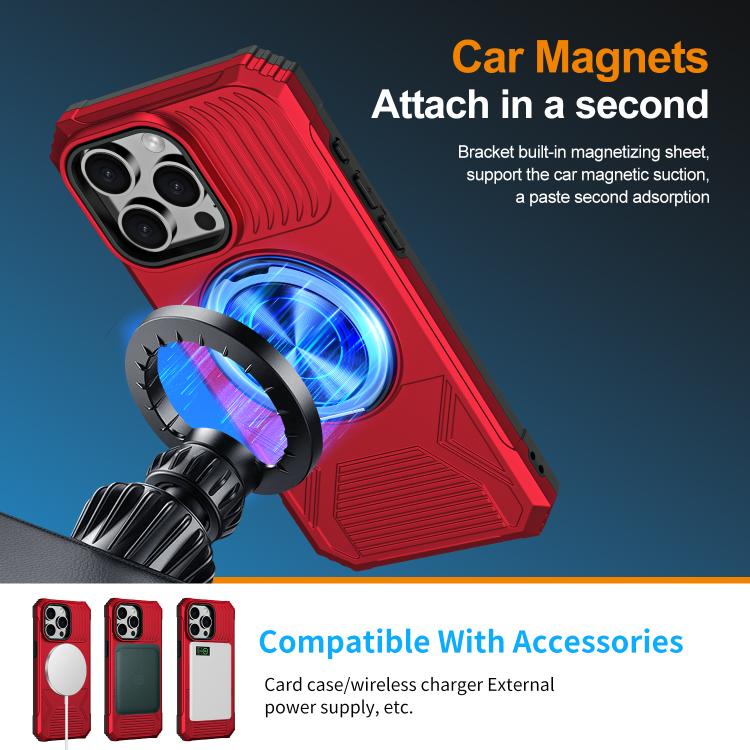 For iPhone 13 Pro Alloy Rotating Holder MagSafe Shockproof Phone Case