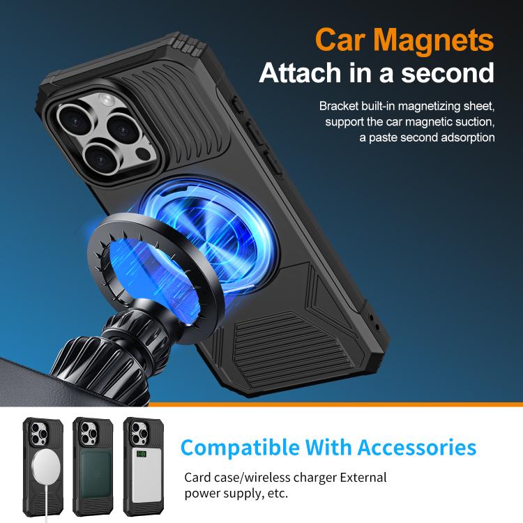 For iPhone 13 Pro Alloy Rotating Holder MagSafe Shockproof Phone Case