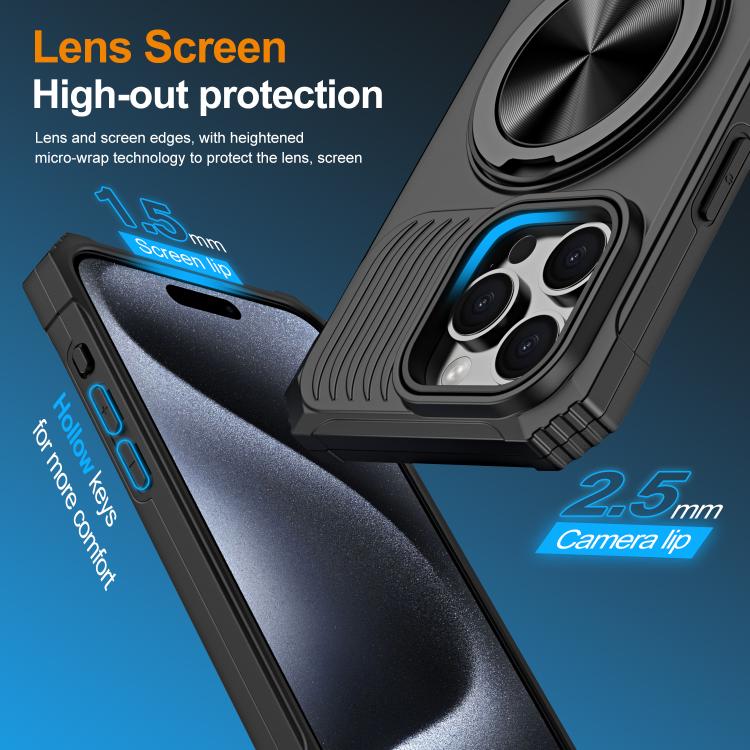 For iPhone 13 Pro Alloy Rotating Holder MagSafe Shockproof Phone Case